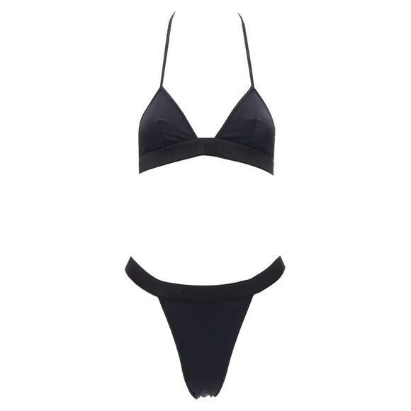 Gucci Other - GUCCI Tom Ford Vintage black GG logo thong bottom 2-pc bikini swim set S